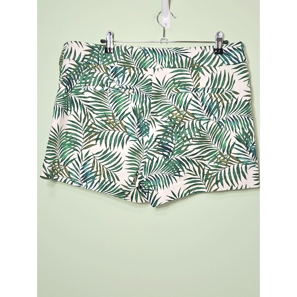 LOFT Women's Size 12 Palm Leaf Print Shorts Green White Stretch Tropical Summer